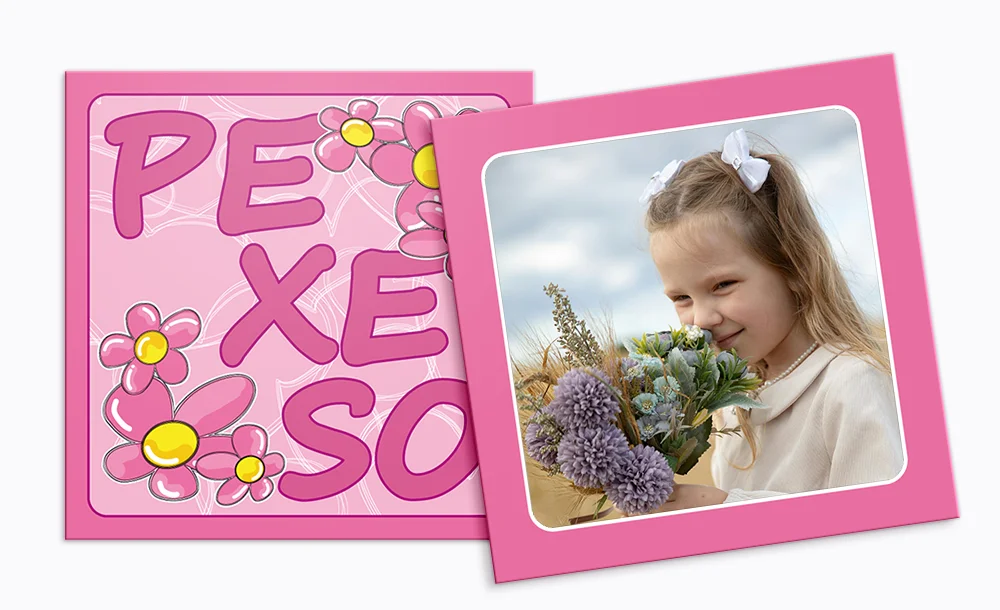 Pexeso růžové s kytičkami a rámečkem