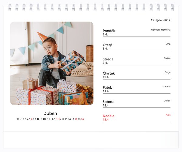 Týdenní, malé číslice, s okénky