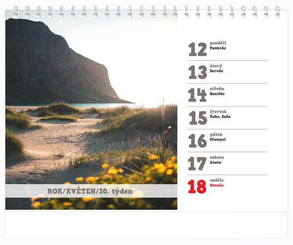 Tydenní, velké číslice, bez okénka