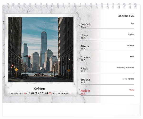 Tydenní, malé číslice, zdivo s okénky