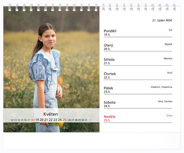 Tydenní. malé číslice, bez okénka
