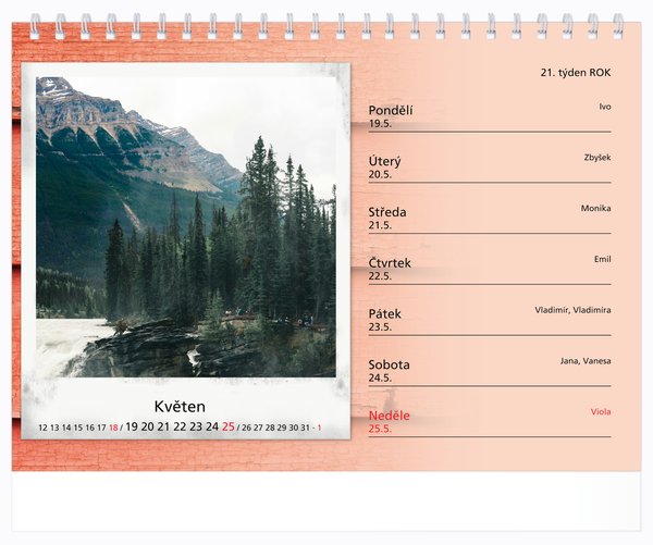 Tydenní, malé číslice, dřevo s okénky