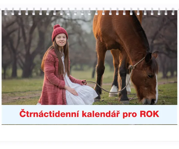 Stolní čtrnáctidenní, malé číslice, barevný, bez okének