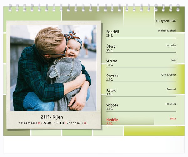 Tydenní, malé číslice, kostky s okénky