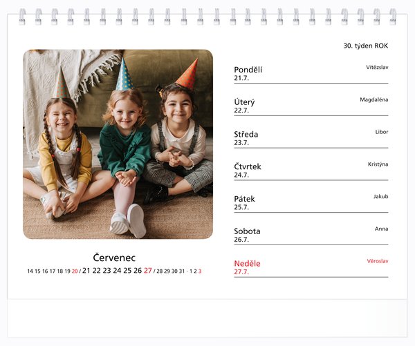 Týdenní, malé číslice, s okénky