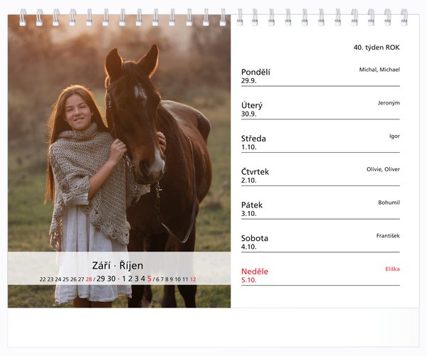 Tydenní. malé číslice, bez okénka