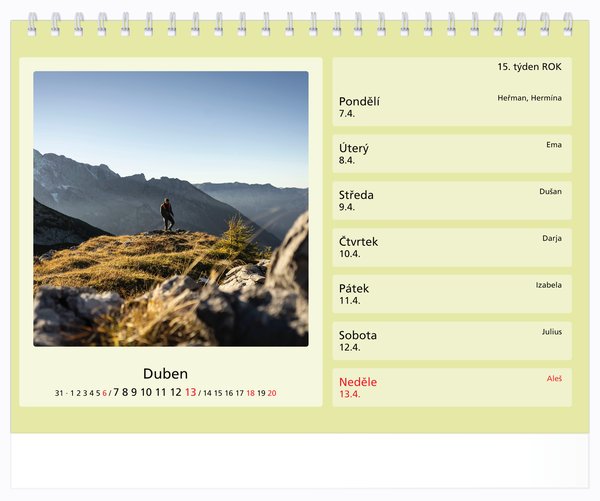 Tydenní, malé číslice, duha s okénky