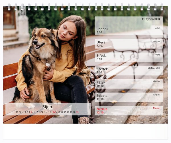 Tydenní. malé číslice, bez okénka
