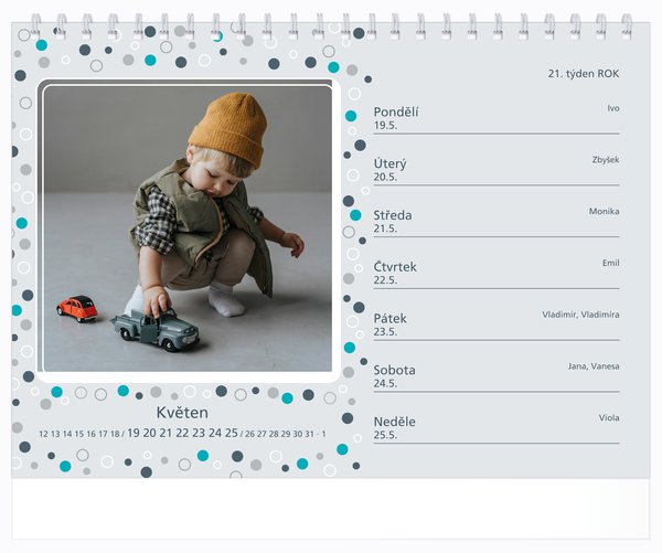 Tydenní. malé číslice, bez okénka